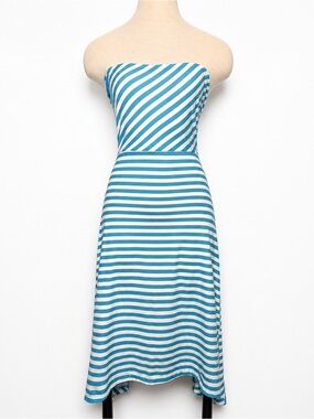 5th & Love Blue & White Striped Strapless High-Low Dress Size Small